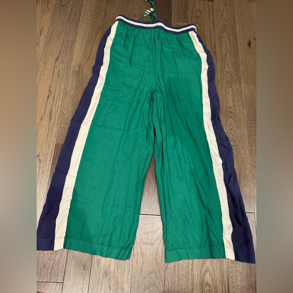 FARM Rio Wide-Leg Green Race Stripe Twill Trackpants - Picture 3 of 6